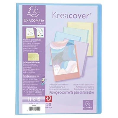 Afbeelding van Exacompta Ref. 5809E 1 Kreacover Pastel pocket documentenmap 20 gladde kristallen hoezen 40 weergaven voor foto&#039;s afmetingen 12,5x16,5cm halfharde omslag van polypropyleen 5
