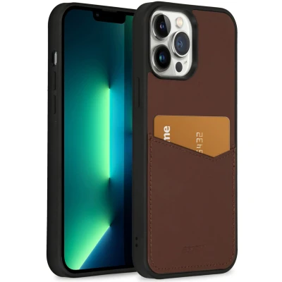 Afbeelding van Accezz Hoesje Geschikt voor iPhone 13 Pro Max Met Pasjeshouder Premium Leather Card Slot Backcover Bruin