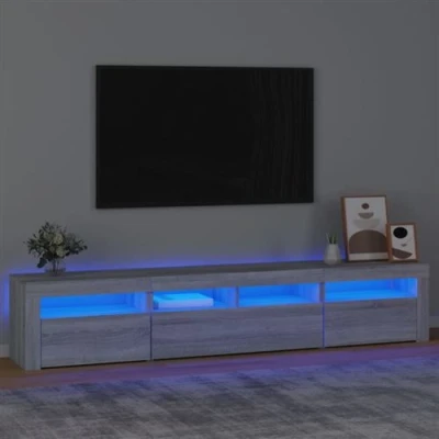 Afbeelding van vidaXL Tv meubel met LED verlichting 210x35x40 cm grijs sonoma eiken