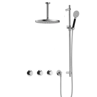Afbeelding van Hotbath Cobber Regendoucheset IBS70 Chroom Ronde handdouche 30cm Hoofddouche 15cm Plafondbuis Handouche met glijstang