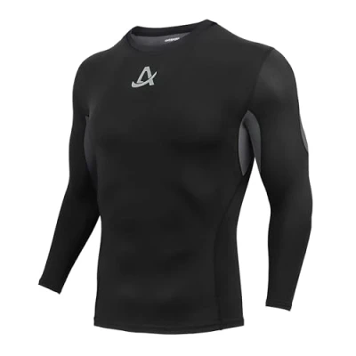 Afbeelding van AMZSPORT Compressieshirt met lange mouwen voor heren, 113001 Zwart