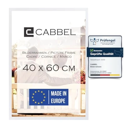 Afbeelding van CABBEL Fotolijst, stabiel mdf houten frame, onbreekbaar plexiglas om op te hangen, ideaal voor foto&#039;s/afbeeldingen/collage, wit, 40 x 60 cm