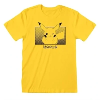 Afbeelding van Uniseks T Shirt met Korte Mouwen Pokémon Pikachu Katakana Geel L