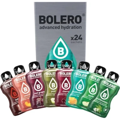 Image de Bolero Classic Mix 24 x 3 g Poudre rafraîchissante sans sucre sucrée avec stévia Vitamine C Convient aux diabétiques Un mélange de saveurs fruits exotiques