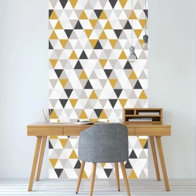 Afbeelding van Papier peint intissé pré encollé MOTIF GÉOMÉTRIQUE SCANDINAVE TRIANGLES 1 rouleau de 300x60cm