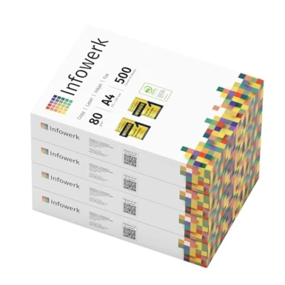 Afbeelding van Infowerk Printerpapier kopieerpapier 2000 vellen 4 x 500 A4 80g premium wit testwinnaar PEFC