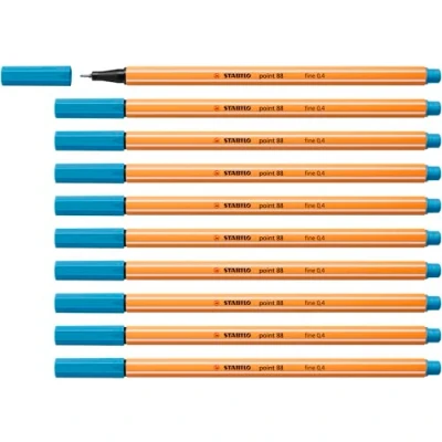 Afbeelding van STABILO point 88 Premium Fineliner Fine 0,4 mm Azuur Blauw Doos 10 stuks