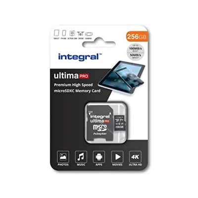 Image de Integral UltimaPro Carte mémoire flash (adaptateur microSDXC vers SD inclus(e)) 256 Go A1 / Video Class V30 UHS 3 Class10 I noir