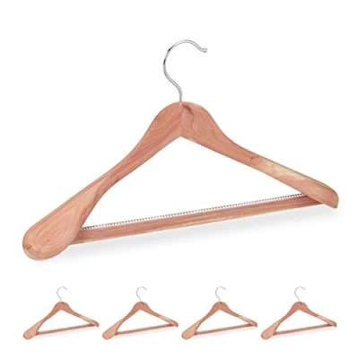 Afbeelding van Relaxdays kleerhangers hout 5 stuks kledinghangers anti motten cederhout