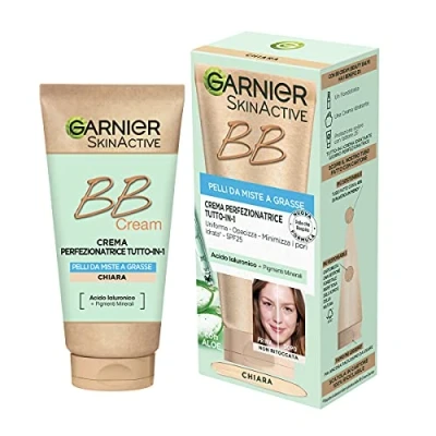 Afbeelding van Garnier BB SkinActive Ondoorzichtige crème voor egale, matte huid, natuurlijke look, verrijkt met hyaluronzuur, aloë vera en minerale pigmenten, SPF 25, kleur: medium