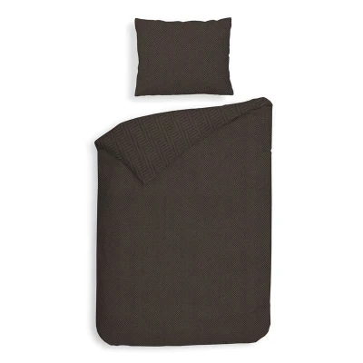 Afbeelding van Heckettlane Spina Dekbedovertrek Eenpersoons 140x200/220 cm Coffee Quartz