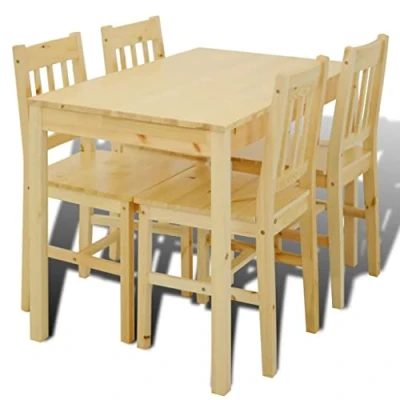 Image de vidaXL Table de salle à manger en bois avec 4 chaises Naturel241220
