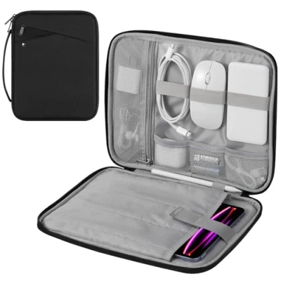 Afbeelding van MoKo Beschermhoes voor tablet van 9 tot 11 inch en 12,9 inch, draagtas met handvat, gevoerde beschermhoes, zwart., enkel