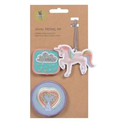 Afbeelding van LÄSSIG Set van 3 hangers en patches met drukknop/schoolpatches, Eenhoorn, Rugzak schooltas