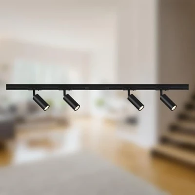 Afbeelding van RAIL 230 V railsystem, zwart, 4 LED spots, lengte 1,5 m