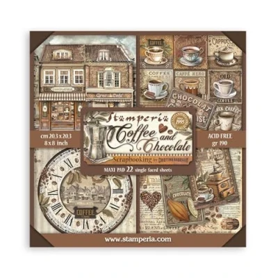Afbeelding van stamperia 22 vellen scrapbooking papier 20,3 x cm enkelzijdig koffie chocolade