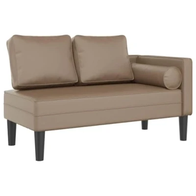 Afbeelding van vidaXL Chaise longue met kussens kunstleer cappuccino