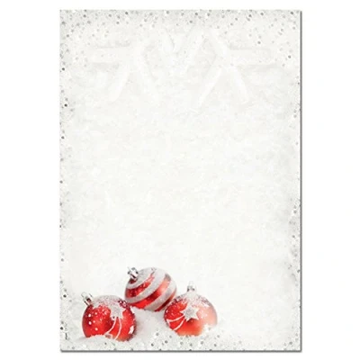 Afbeelding van Kerstpapier Sigel A4 90grs rode kerstballen 100 vel