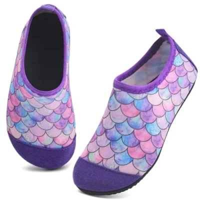 Afbeelding van IceUnicorn Waterschoenen voor kinderen, surfsokken, zwemmen, zwembad en strand, jongens, meisjes, baby, sneldrogend, antislip, Paarsroze
