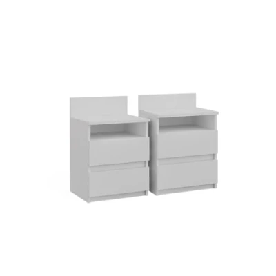 Afbeelding van Vicco Nachtkastje Monty, Wit/Wit, 39.6 x 59.1 cm Set van 2
