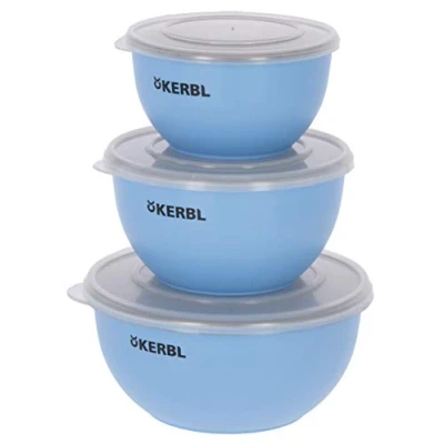 Afbeelding van Kerbl Pet Maxi 80528 roestvrijstalen bakset met deksel, 550 ml/900 ml/1200 ml, blauw
