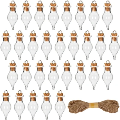Afbeelding van Belle Vous (30 stuks) pot met kurksluiting en koord voor glazen drankje, mini potten van 1,5 ml, kleine bruiloft, dragees, wensen vrije tijd,