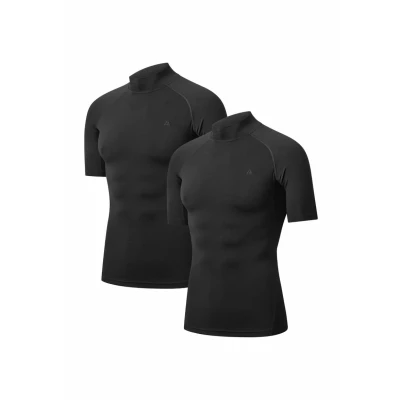 Afbeelding van Danish Endurance Compression Short Sleeve 2PACK Sport Tshirt, Heren, Maat: Large, Black