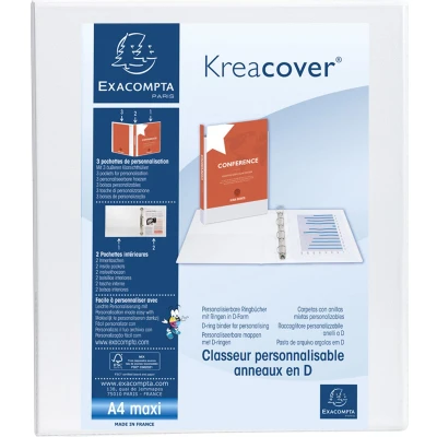 Afbeelding van Ringmap pp kreacover a4+ 4d r 25mm wit 10 stuks