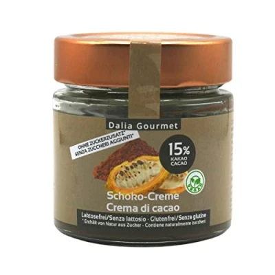 Afbeelding van Strijkcrème, zonder toevoeging van suiker met erythritolus, stevia, veganistisch, lactosevrij, glutenvrij, Italiaans product (cacao crème (Fondente))