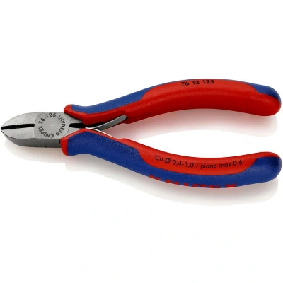 Image de KNIPEX 76 12 125 pinces coupantes diagonales pour l&#039;électromécanique avec poignées multi composants noir atramentisé mm
