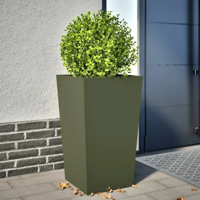 Afbeelding van vidaXL Plantenbak 45x45x75 cm staal olijfgroen