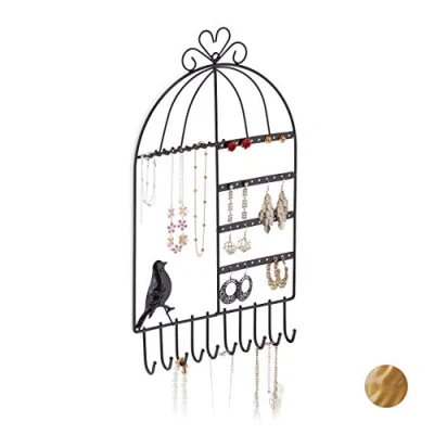 Afbeelding van Relaxdays sieradenhouder muur sieradenrekje rekje voor kettingen sieraden organizer zwart