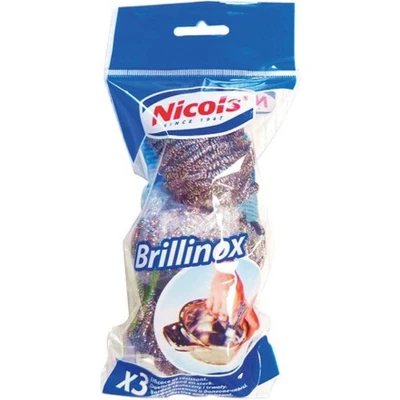 Afbeelding van Nicols Brillinox Schuurspons Metaal Netinox 3 Stuks in Verpakking