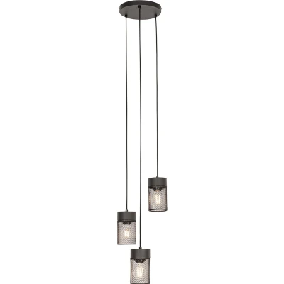 Afbeelding van QAZQA Industriële hanglamp zwart 3 lichts Jim