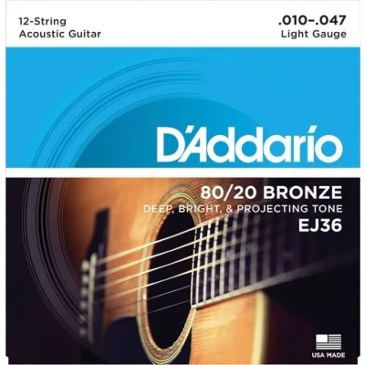 Image de D&#039;Addario 80/20 bronze EJ36 Light 12 cordes