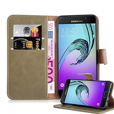 Afbeelding van Cadorabo Hoesje geschikt voor Samsung Galaxy A3 2016 in CAPPUCCINO BRUIN Beschermhoes met magnetische sluiting, standfunctie en kaartvakje Book Case Cover Etui