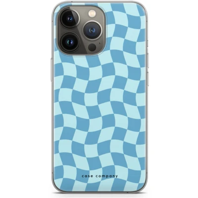 Afbeelding van Case Company® hoesje geschikt voor iPhone 13 Pro Grid Blauw Soft Cover Telefoonhoesje Bescherming aan alle Kanten en Schermrand