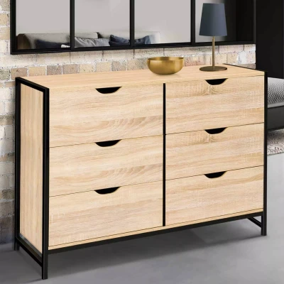 Afbeelding van Commode 6 tiroirs DETROIT 115 cm design industriel