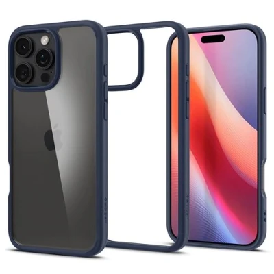 Image de Spigen Ultra Hybrid Coque de protection pour téléphone portable polycarbonate, polyuréthanne thermoplastique (TPU) bleu marine Apple iPhone 16 Pro Max