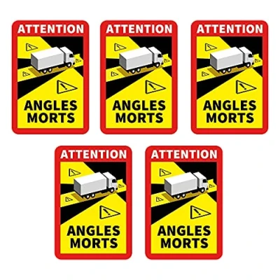 Afbeelding van MD Labels 5 stuks dode hoekstickers voor vrachtwagens, bussen en caravans 25 x 17 cm met uv bescherming speciaal ontworpen buiten