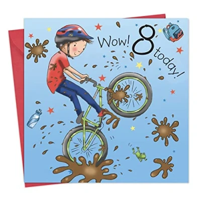 Afbeelding van Twizler verjaardagskaart 8 jaar jongens met BMX fiets cadeau voor