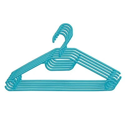 Afbeelding van KADAX 5 stuks kleerhangers van kunststof, 360 graden draaibare haken, getande schouders, broekstang, ruimtebesparend, antislip, voor overhemd, broek, rok, jas, turquoise
