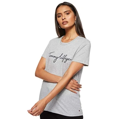 Afbeelding van Tommy Hilfiger Heritage Crew Neck Graphic Tee T shirt dames, lichtgrijs