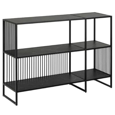 Afbeelding van Boekenkast Zwart Metaal Open kast 120x35x83cm Diego Giga Living
