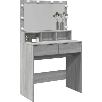 Afbeelding van vidaXL Kaptafel met LED 80x41x134,5 cm grijs sonoma eikenkleurig