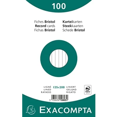 Afbeelding van EXACOMPTA 10803X indexkaarten, gelinieerd, ongeperforeerd, 125 x 200 mm, wit, 100 stuks