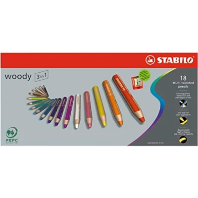 Afbeelding van STABILO Woody 3 in 1 Multi Talent Kleurpotlood Etui Met 18 Kleuren + Puntenslijper