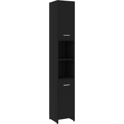 Afbeelding van Badkamerkast 30x30x183,5 cm spaanplaat zwart