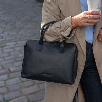 Afbeelding van Leren Schoudertas Zwart Valmonte