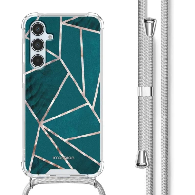 Afbeelding van iMoshion Hoesje Geschikt voor Samsung Galaxy A55 met Koord Design Meerkleurig / Petrol Green Graphic